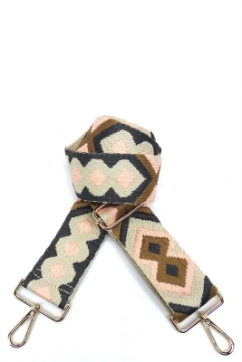 Wide Aztec Tribal Pattern Guitar Strap SS050B TAUPE/CHARCOAL